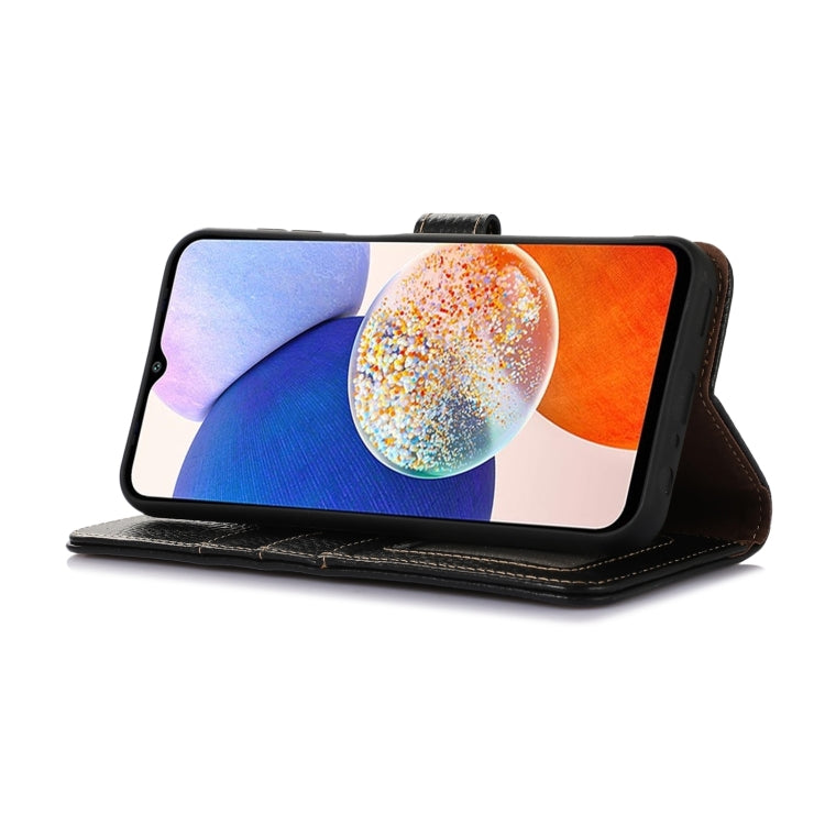 For Motorola Edge 50 Neo Genuine Leather Litchi Texture RFID Leather Phone Case(Black) - Motorola Cases by buy2fix | Online Shopping UK | buy2fix