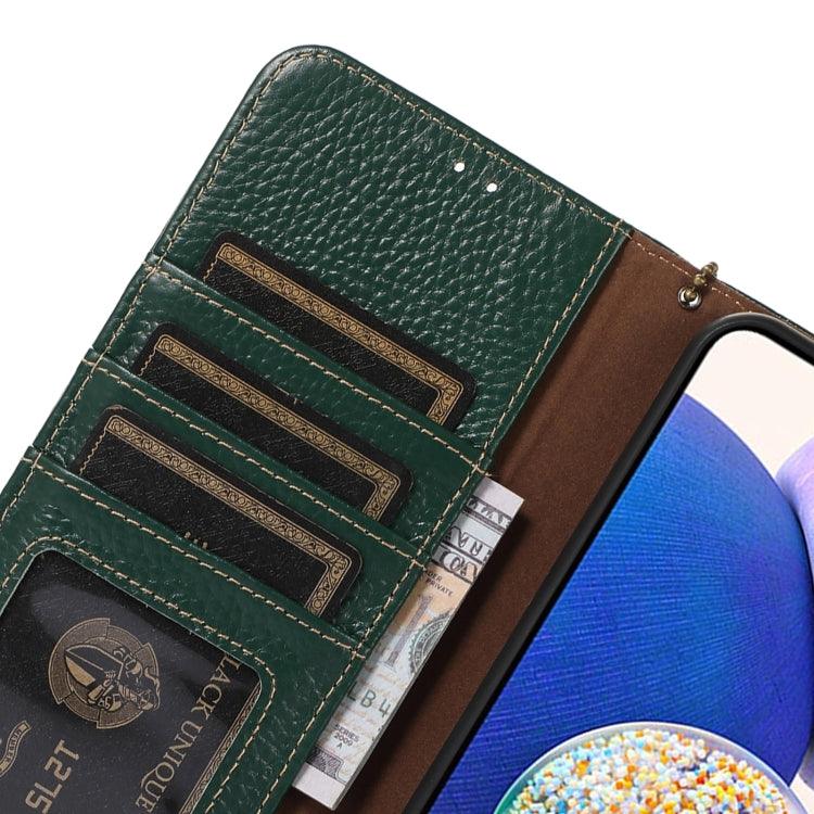 For Motorola Moto G75 5G Genuine Leather Litchi Texture RFID Leather Phone Case(Green) - Motorola Cases by buy2fix | Online Shopping UK | buy2fix
