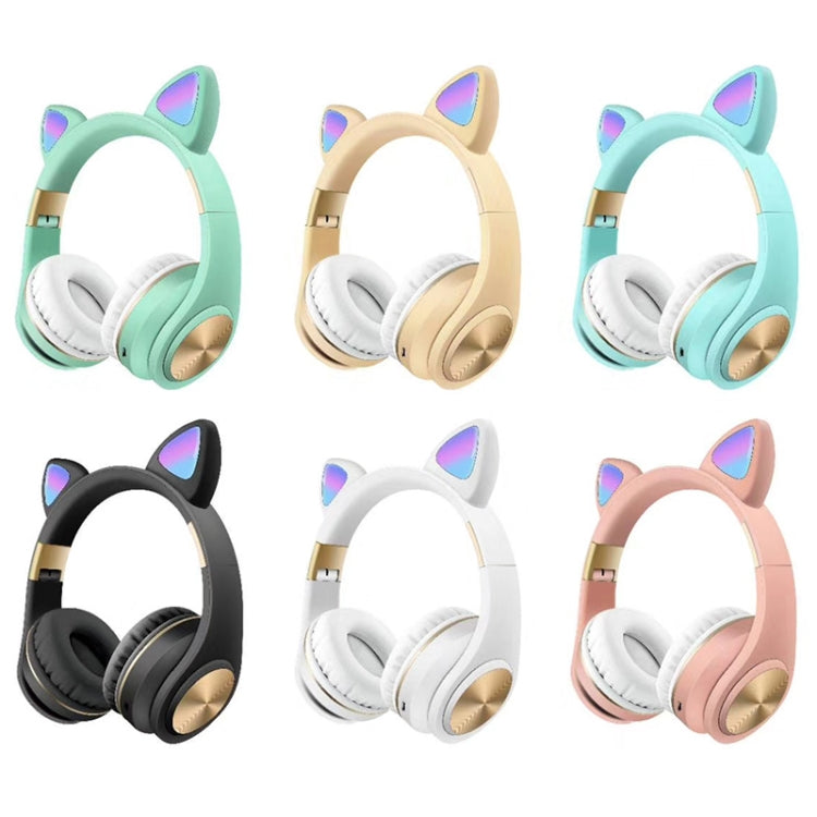 Cat Ears Bluetooth Wireless Headphones Gaming Headset with Light(Gold) - Headset & Headphone by buy2fix | Online Shopping UK | buy2fix