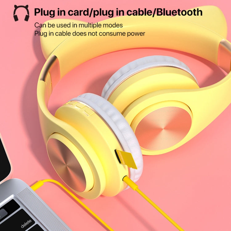 Cat Ears Bluetooth Wireless Headphones Gaming Headset with Light(Gold) - Headset & Headphone by buy2fix | Online Shopping UK | buy2fix