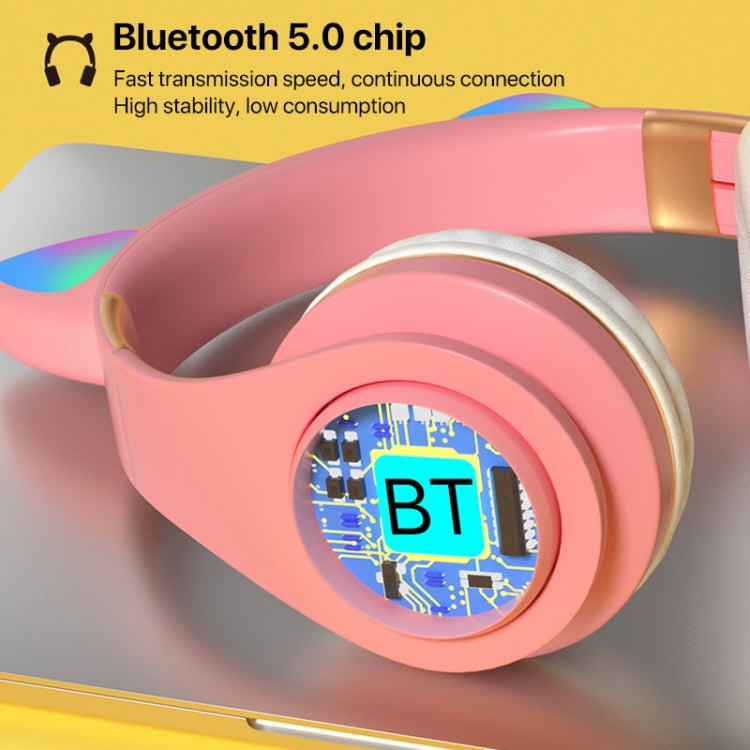 Cat Ears Bluetooth Wireless Headphones Gaming Headset with Light(Gold) - Headset & Headphone by buy2fix | Online Shopping UK | buy2fix