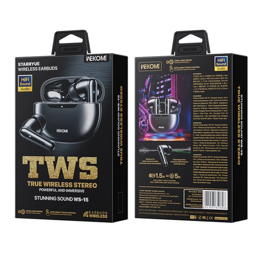WEKOME WS-15 Starryue True Wireless Bluetooth Earphones(Black) - TWS Earphone by WK | Online Shopping UK | buy2fix