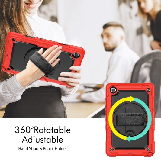 For Samsung Galaxy Tab A7 Lite T220 Silicone Hybrid PC Tablet Case with Shoulder Strap(Red) by buy2fix