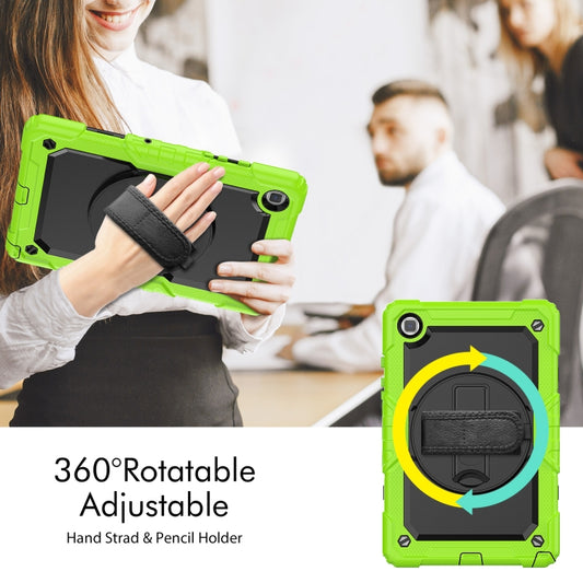 For Samsung Galaxy Tab A7 Lite T220 Silicone Hybrid PC Tablet Case with Shoulder Strap(Black + Yellow Green) by buy2fix
