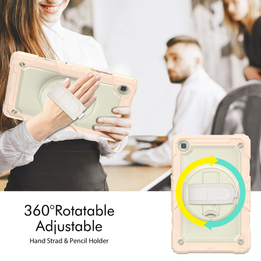 For Samsung Galaxy Tab A7 Lite T220 Silicone Hybrid PC Tablet Case with Shoulder Strap(Beige + Rose Gold) by buy2fix