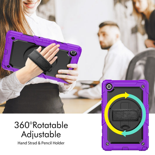 For Samsung Galaxy Tab A7 Lite T220 Silicone Hybrid PC Tablet Case with Shoulder Strap(Purple) by buy2fix