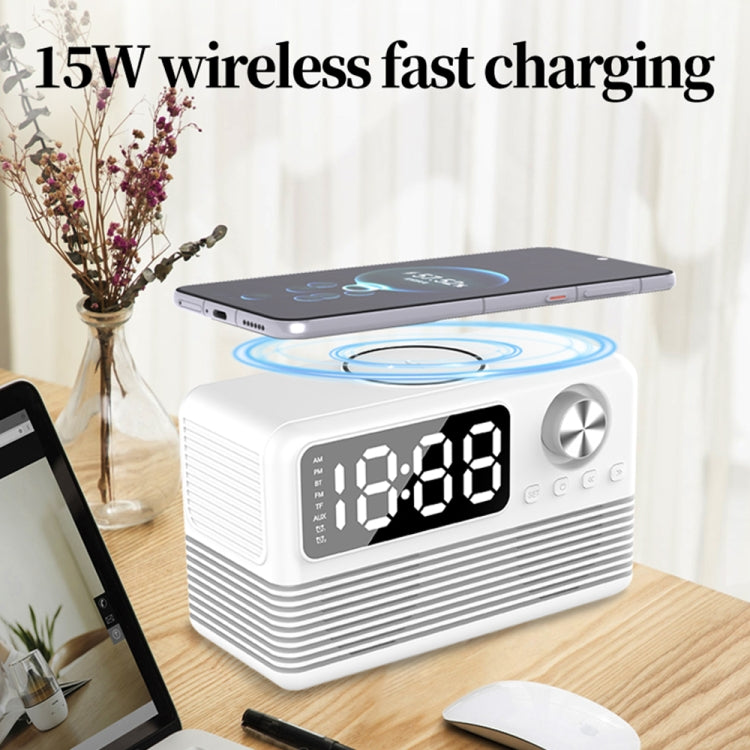 BT509 LED Bluetooth 5.3 Speaker Alarm Clock Music Display Radio(White) - Desktop Speaker by buy2fix | Online Shopping UK | buy2fix
