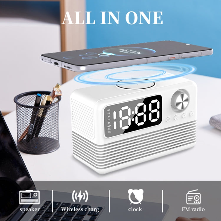 BT509 LED Bluetooth 5.3 Speaker Alarm Clock Music Display Radio(White) - Desktop Speaker by buy2fix | Online Shopping UK | buy2fix