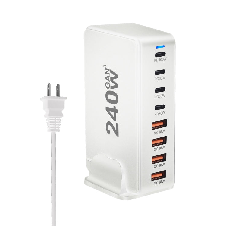YMS-858 GaN 240W USB x 4, USB-C / Type-C x 4 Fast Charger, Plug Type:US Plug(White) - Multifunction Charger by buy2fix | Online Shopping UK | buy2fix