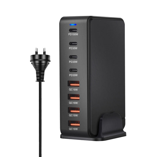 YMS-858 GaN 240W USB x 4, USB-C / Type-C x 4 Fast Charger, Plug Type:AU Plug(Black) - Multifunction Charger by buy2fix | Online Shopping UK | buy2fix