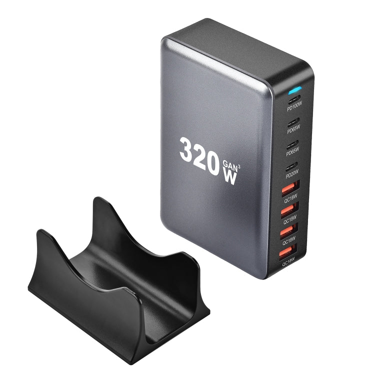 YMX-320W GaN 320W USB x 4, USB-C / Type-C x 4 Fast Charger, Plug Type:AU Plug(Grey) - Multifunction Charger by buy2fix | Online Shopping UK | buy2fix