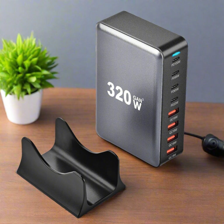YMX-320W GaN 320W USB x 4, USB-C / Type-C x 4 Fast Charger, Plug Type:AU Plug(Grey) - Multifunction Charger by buy2fix | Online Shopping UK | buy2fix