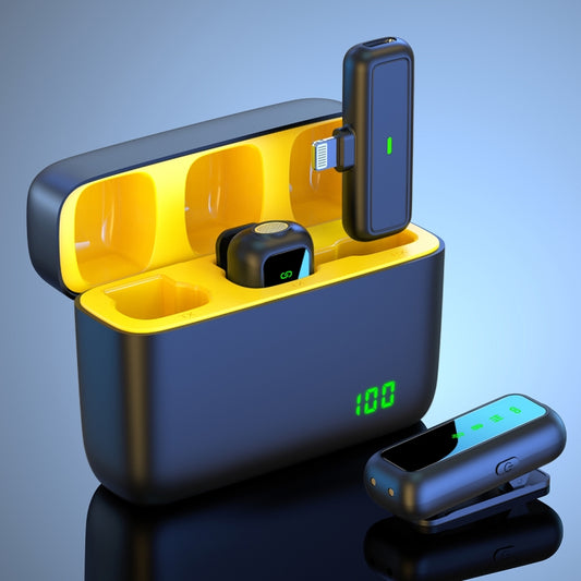 SX6 1 TX + 2 RX Lavalier Wireless Microphone with Digital Display Charging Box, Specification:Type-C(Yellow) by buy2fix