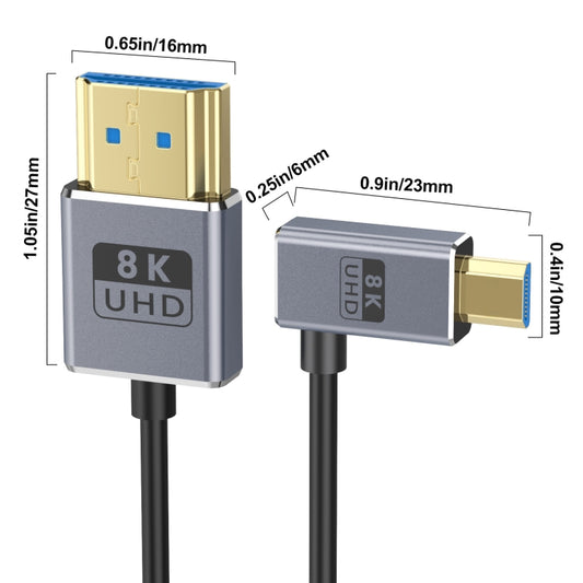 30cm Coaxial Micro HDMI to HDMI 8K UHD 48Gbps Video Connection Cable, Style:Left Elbow by buy2fix