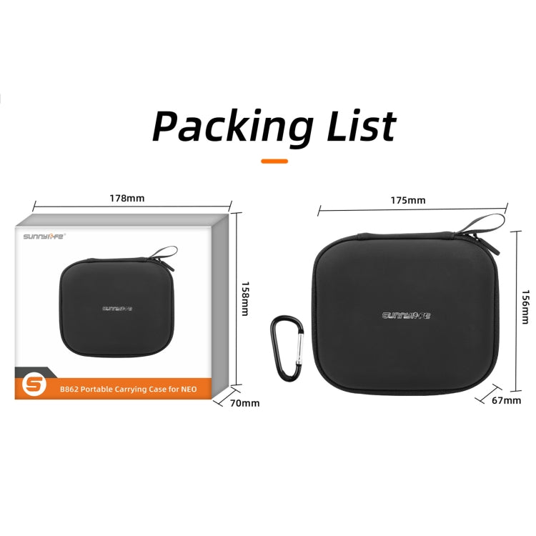 For DJI Neo Sunnylife Body Storage Case Box Suitcase(Black) by Sunnylife