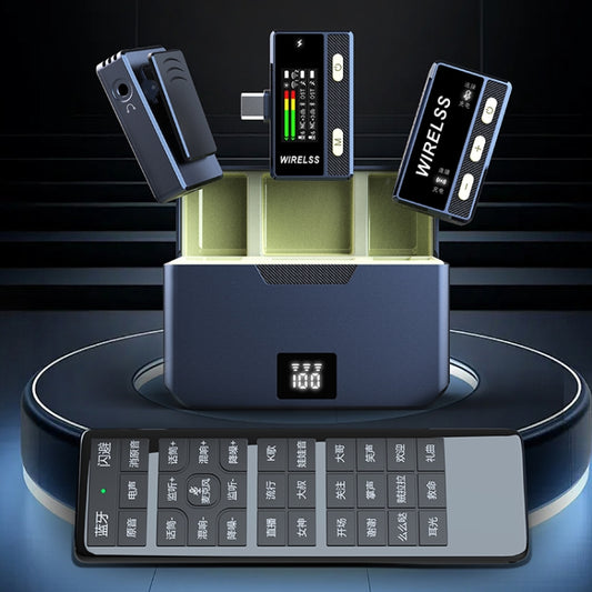 SX66 1 TX + 2 RX Lavalier Wireless Microphone with Digital Charging Box/Remote Control by buy2fix