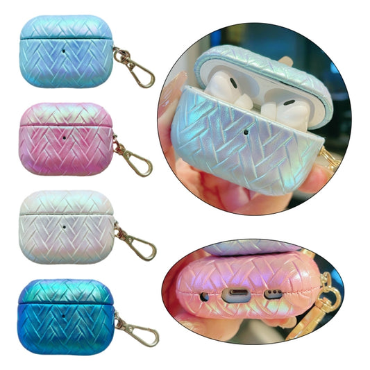 For AirPods 3 Colorful Weaving Texture Earbuds Box PC Case with Hook(Blue) by buy2fix
