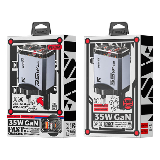 WK WP-U23 Pioneer Series 35W USB-C / Type-C, USB GaN Fast Charger, Plug Type:UK Plug(Tarnish) - USB Charger by WK | Online Shopping UK | buy2fix
