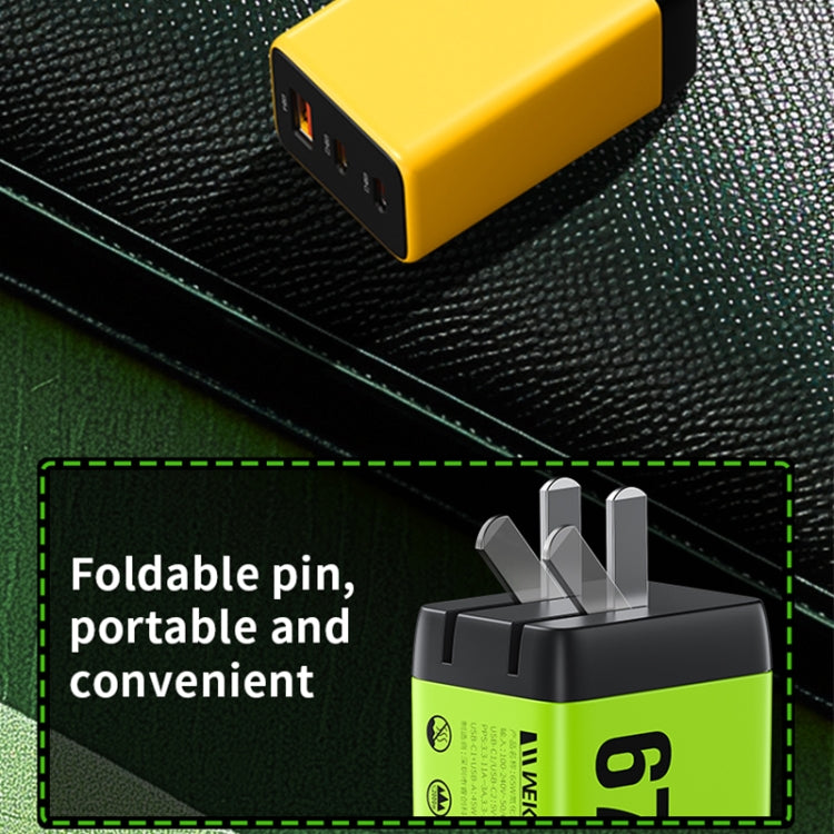 WK WP-U157 67W USB-C / Type-Cx2, USB GaN Fast Charger, Plug Type:EU Plug(Yellow) - USB Charger by WK | Online Shopping UK | buy2fix
