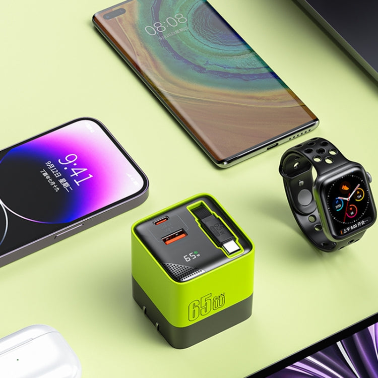 WK WP-U39 65W USB-C / Type-C, USB GaN Fast Charger with 80cm Type-C Cable, Plug Type:US Plug(Yellow) - USB Charger by WK | Online Shopping UK | buy2fix