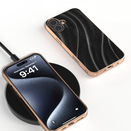 For iPhone 16 Plus Nano Electroplating Galactic Pattern Protective Phone Case(Black) by buy2fix