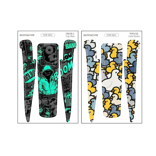 For DJI Neo 2pcs Combo Drone Body Protective Stickers(Green Hat Man + Cute Ducks) by Sunnylife