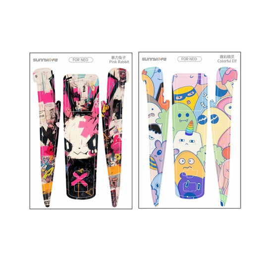 For DJI Neo 2pcs Combo Drone Body Protective Stickers(Pink Rabbit + Colorful Elf) by Sunnylife