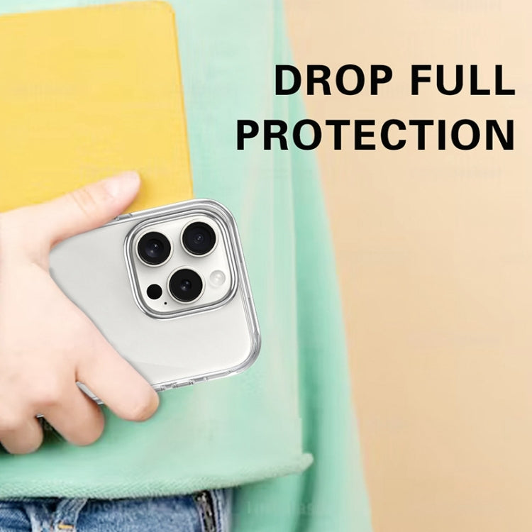 For iPhone 16 Pro Metal Buttons PC Hybrid TPU Phone Case(Transparent) by buy2fix