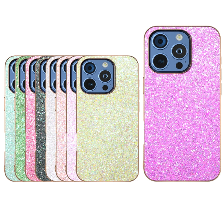 For iPhone 16 Pro Max Electroplating Frame Colorful Glitter Phone Case(Dark Green) by buy2fix