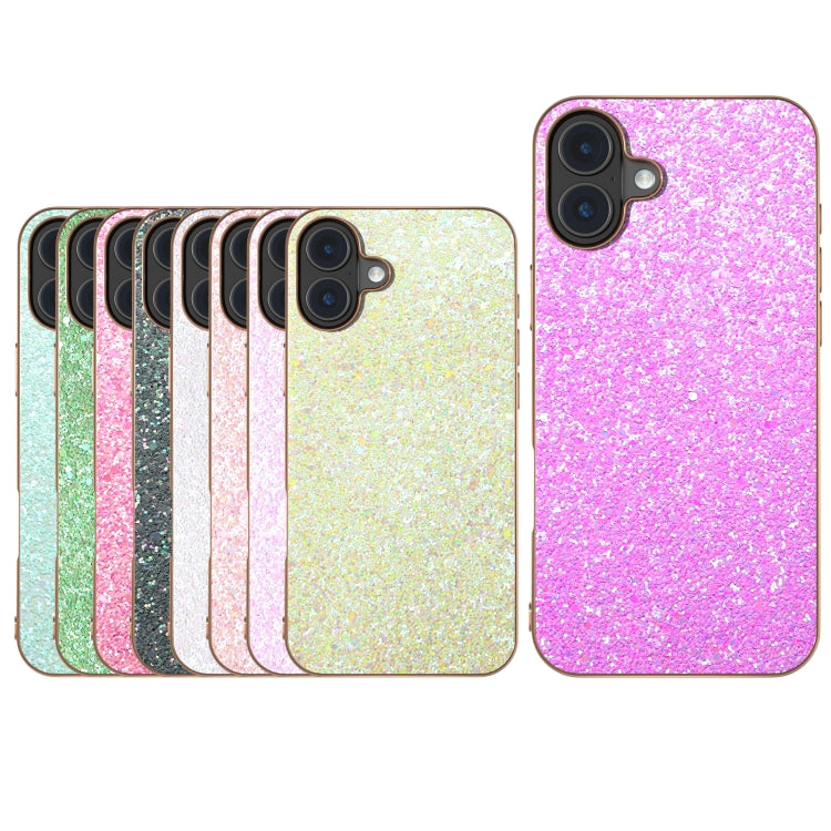 For iPhone 16 Plus Electroplating Frame Colorful Glitter Phone Case(Dark Green) by buy2fix
