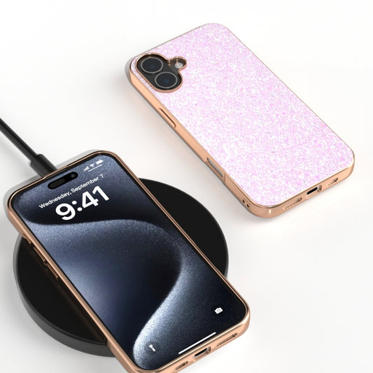 For iPhone 16 Electroplating Frame Colorful Glitter Phone Case(Glitter Pink) by buy2fix
