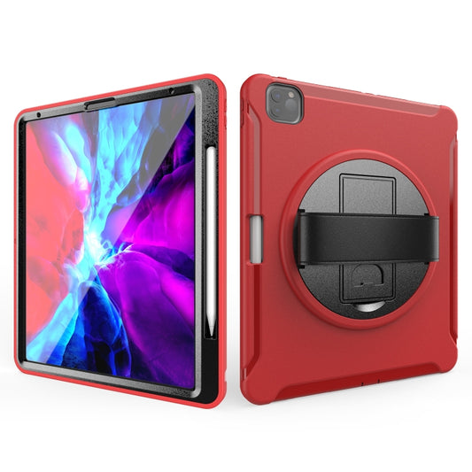 For iPad Pro 12.9 inch (2020) 360 Degree Rotation PC+TPU Protective Cover with Holder & Hand Strap & Pen Slot(Red) - iPad Pro 12.9 (2018) Cases by buy2fix | Online Shopping UK | buy2fix