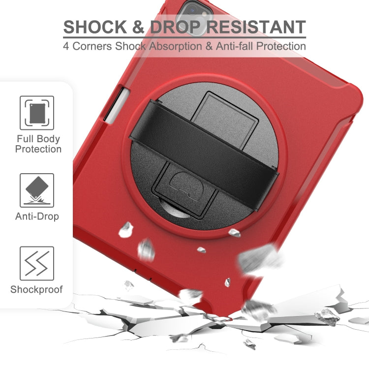 For iPad Pro 12.9 inch (2020) 360 Degree Rotation PC+TPU Protective Cover with Holder & Hand Strap & Pen Slot(Red) - iPad Pro 12.9 (2018) Cases by buy2fix | Online Shopping UK | buy2fix