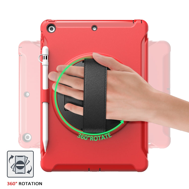 For iPad 10.2 360 Degree Rotation PC+TPU Protective Cover with Holder & Hand Strap & Pen Slot(Red) - iPad 10.2 Cases by buy2fix | Online Shopping UK | buy2fix