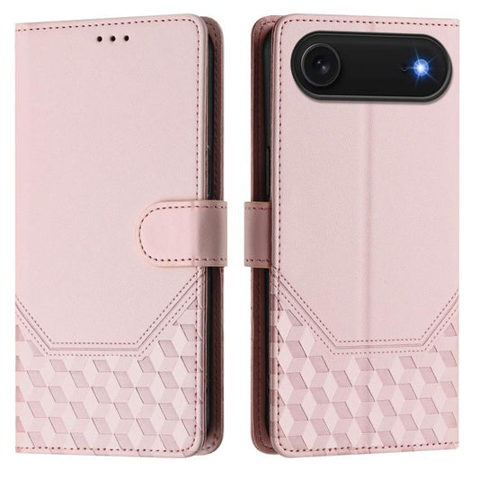 For iPhone Air Honeycomb Embossing RFID Leather Phone Case(Pink) - iPhone Air Cases by buy2fix | Online Shopping UK | buy2fix