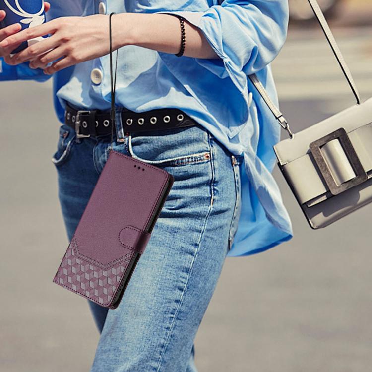 For Google Pixel 10 Pro XL 5G Global Honeycomb Embossing RFID Leather Phone Case(Violet) - Google Cases by buy2fix | Online Shopping UK | buy2fix