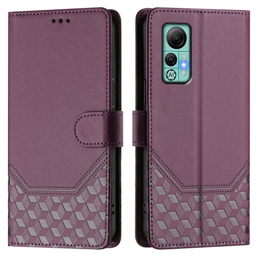 For Ulefone Note 14 Honeycomb Embossing RFID Leather Phone Case(Violet) by buy2fix