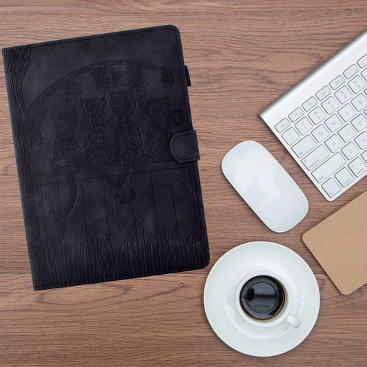 For Lenovo Tab M11 / Xiaoxin Pad 2024 Cats Embossed Leather Smart Tablet Case(Black) by buy2fix
