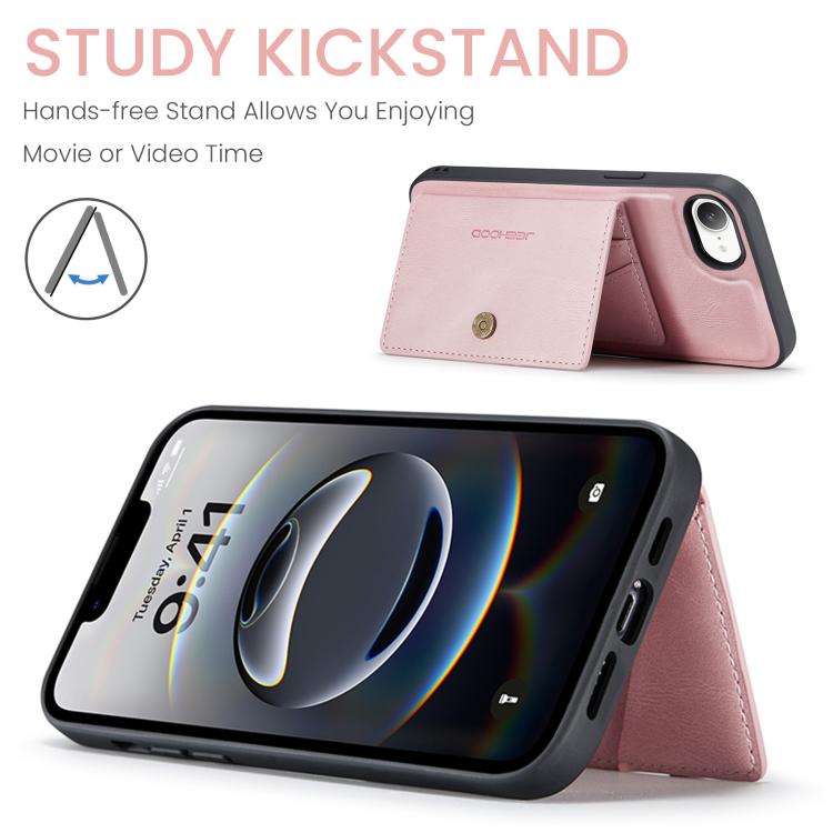 For iPhone 16e JEEHOOD J01 Retro Magnetic Detachable Wallet Phone Case(Pink) - iPhone 16e Cases by JEEHOOD | Online Shopping UK | buy2fix