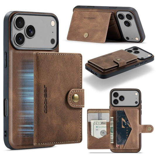 For iPhone 17 Pro Max JEEHOOD J01 Retro Magnetic Detachable Wallet Phone Case(Brown) - iPhone 17 Pro Max Cases by JEEHOOD | Online Shopping UK | buy2fix