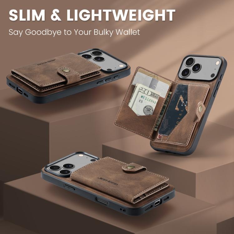For iPhone 17 Pro Max JEEHOOD J01 Retro Magnetic Detachable Wallet Phone Case(Brown) - iPhone 17 Pro Max Cases by JEEHOOD | Online Shopping UK | buy2fix