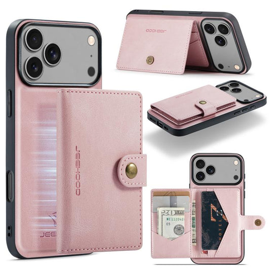 For iPhone 17 Pro Max JEEHOOD J01 Retro Magnetic Detachable Wallet Phone Case(Pink) - iPhone 17 Pro Max Cases by JEEHOOD | Online Shopping UK | buy2fix