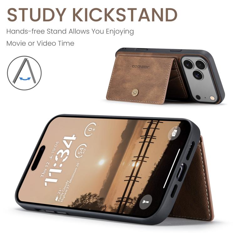 For iPhone 17 Pro JEEHOOD J01 Retro Magnetic Detachable Wallet Phone Case(Brown) - iPhone 17 Pro Cases by JEEHOOD | Online Shopping UK | buy2fix