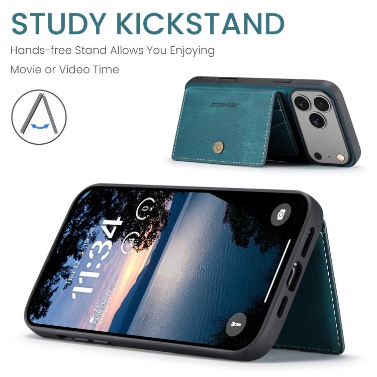 For iPhone 17 Pro JEEHOOD J01 Retro Magnetic Detachable Wallet Phone Case(Blue) - iPhone 17 Pro Cases by JEEHOOD | Online Shopping UK | buy2fix