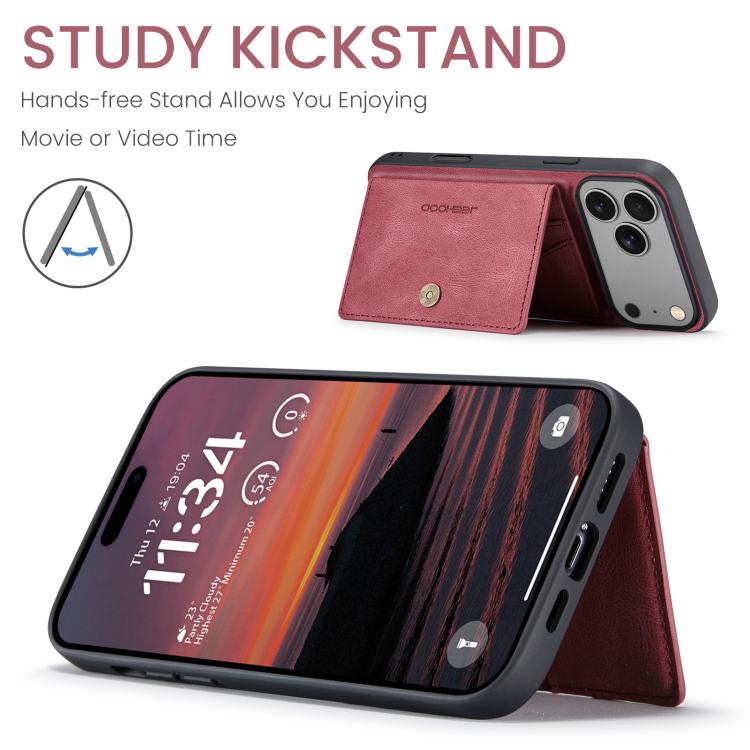 For iPhone 17 Pro JEEHOOD J01 Retro Magnetic Detachable Wallet Phone Case(Red) - iPhone 17 Pro Cases by JEEHOOD | Online Shopping UK | buy2fix