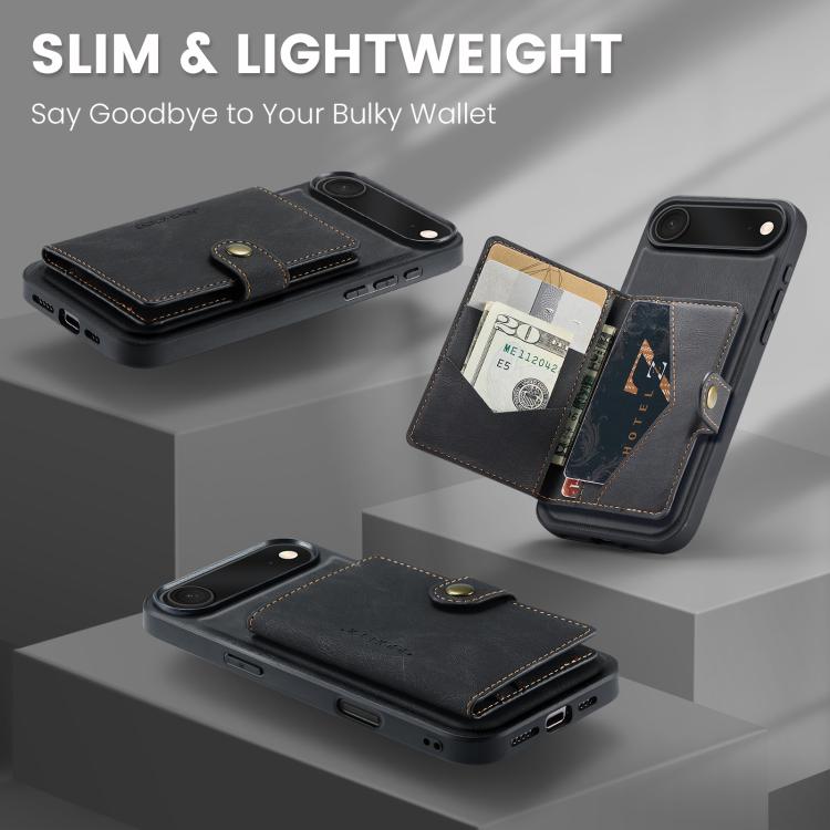 For iPhone Air JEEHOOD J01 Retro Magnetic Detachable Wallet Phone Case(Black) - iPhone Air Cases by JEEHOOD | Online Shopping UK | buy2fix
