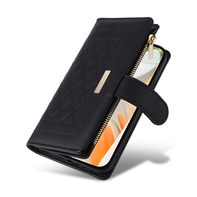 For Google Pixel 9 / 9 Pro Crossbody Zipper Wallet Rhombus Leather Phone Case(Black) by buy2fix