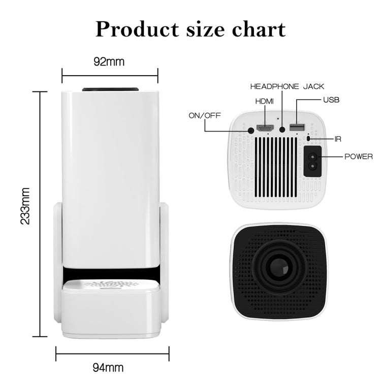 Y7S 720P Android 11 OS Portable Home WiFi Projector with Speaker, CPU:Allwinner H713(US Plug) by buy2fix