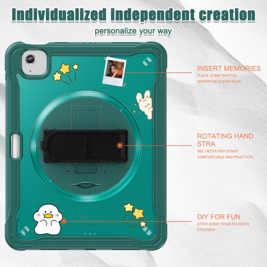 For iPad Air 11 2025 / 2024 Heavy Duty Hybrid Tablet Case with Hand Grip & Strap(Dark Green) - iPad Air 11 2025 / 2024 Cases by buy2fix | Online Shopping UK | buy2fix