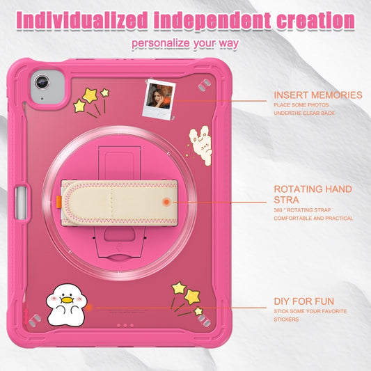 For iPad Air 11 2025 / 2024 Heavy Duty Hybrid Tablet Case with Hand Grip & Strap(Rose Red) by buy2fix